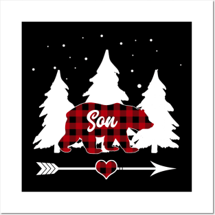 Son Bear Buffalo Plaid Christmas Matching Family Pajama Posters and Art